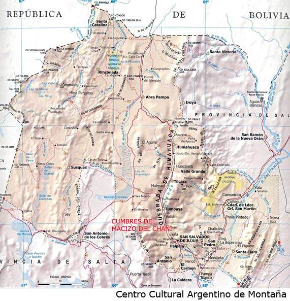 Ubicación de la zona de las cumbres del Macizo del Chañi en la Pcia. de San Juan, Argentina