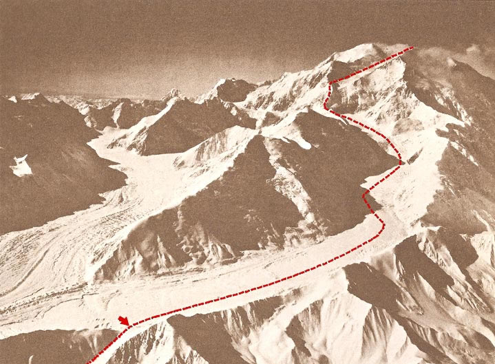 Ruta de ascenso Pico Norte del McKinley. Primera ascensión al monte McKinley, Alaska